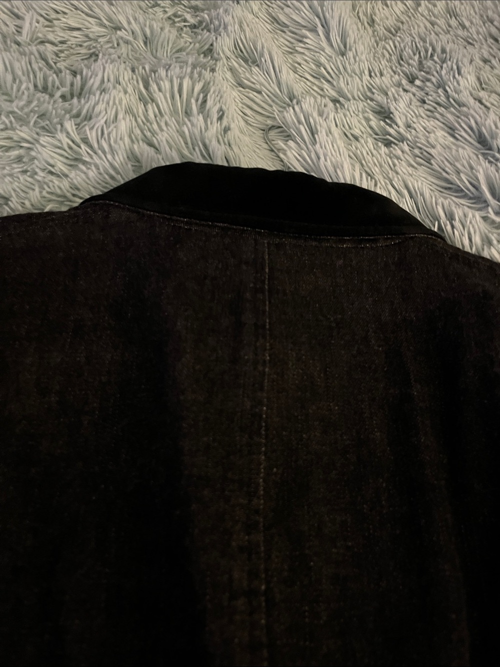 LAUREN by RALPH LAUREN BLACK DENIM W VELVET COLAR STUNNING TAILORED COAT NEW M - Picture 14 of 16